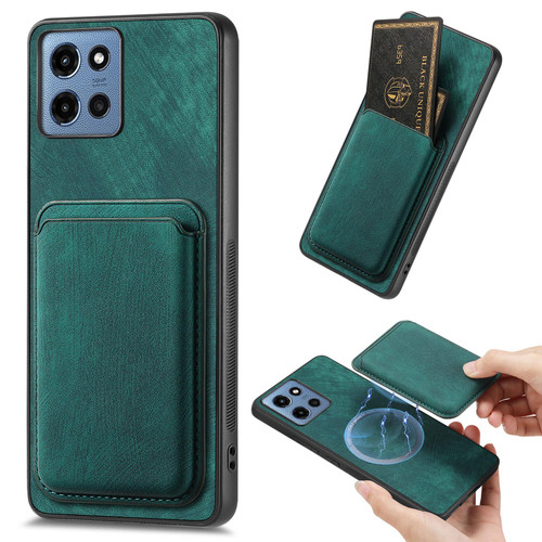 Moto G 2025 Retro Leather Card Bag Magnetic Phone Case - Green